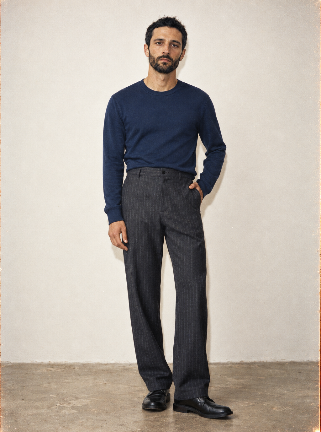 Men's Signature Merino Blend Long Sleeve — Dark Night Blue