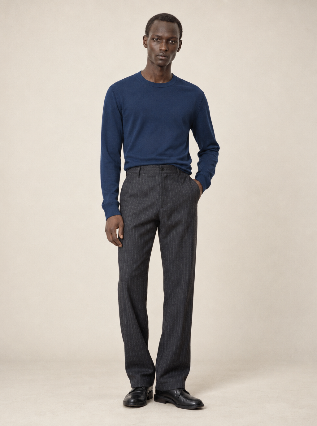 Men's Signature Merino Blend Long Sleeve — Dark Night Blue