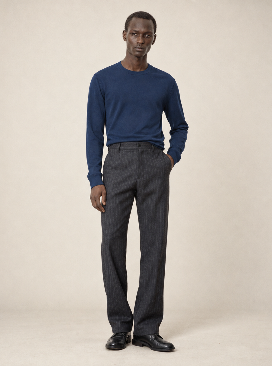 Men's Signature Merino Blend Long Sleeve — Dark Night Blue
