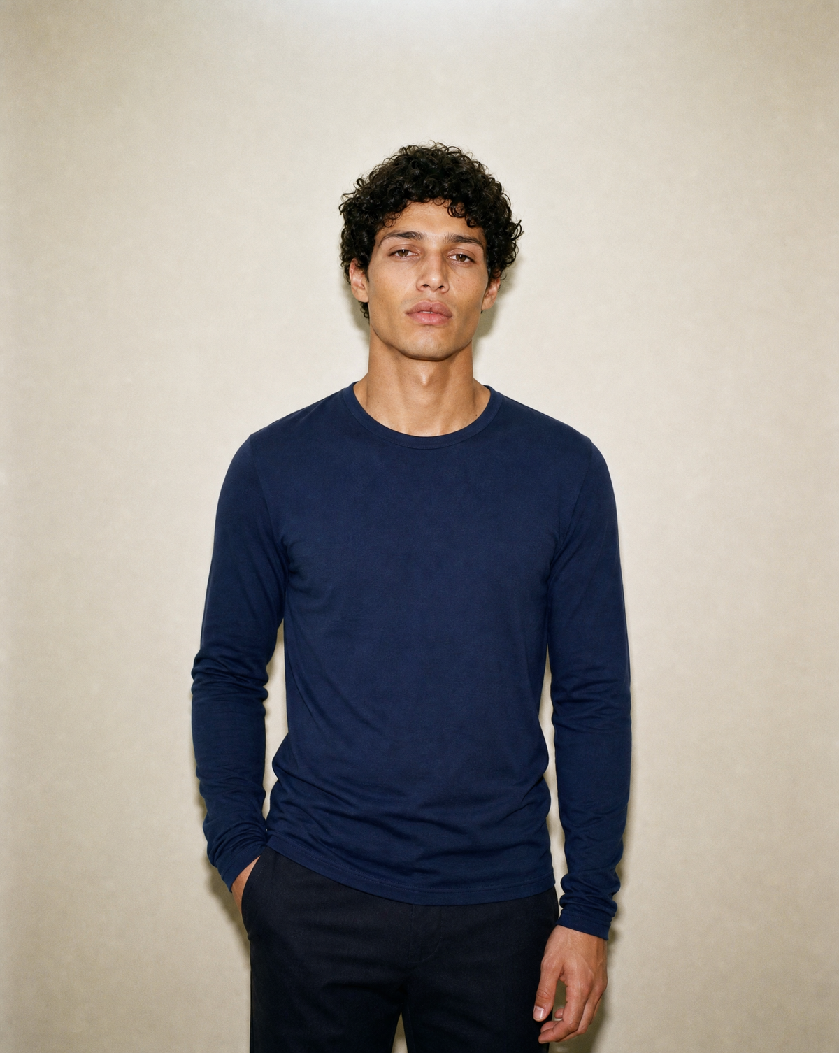 Men's Signature Merino Blend Long Sleeve — Dark Night Blue