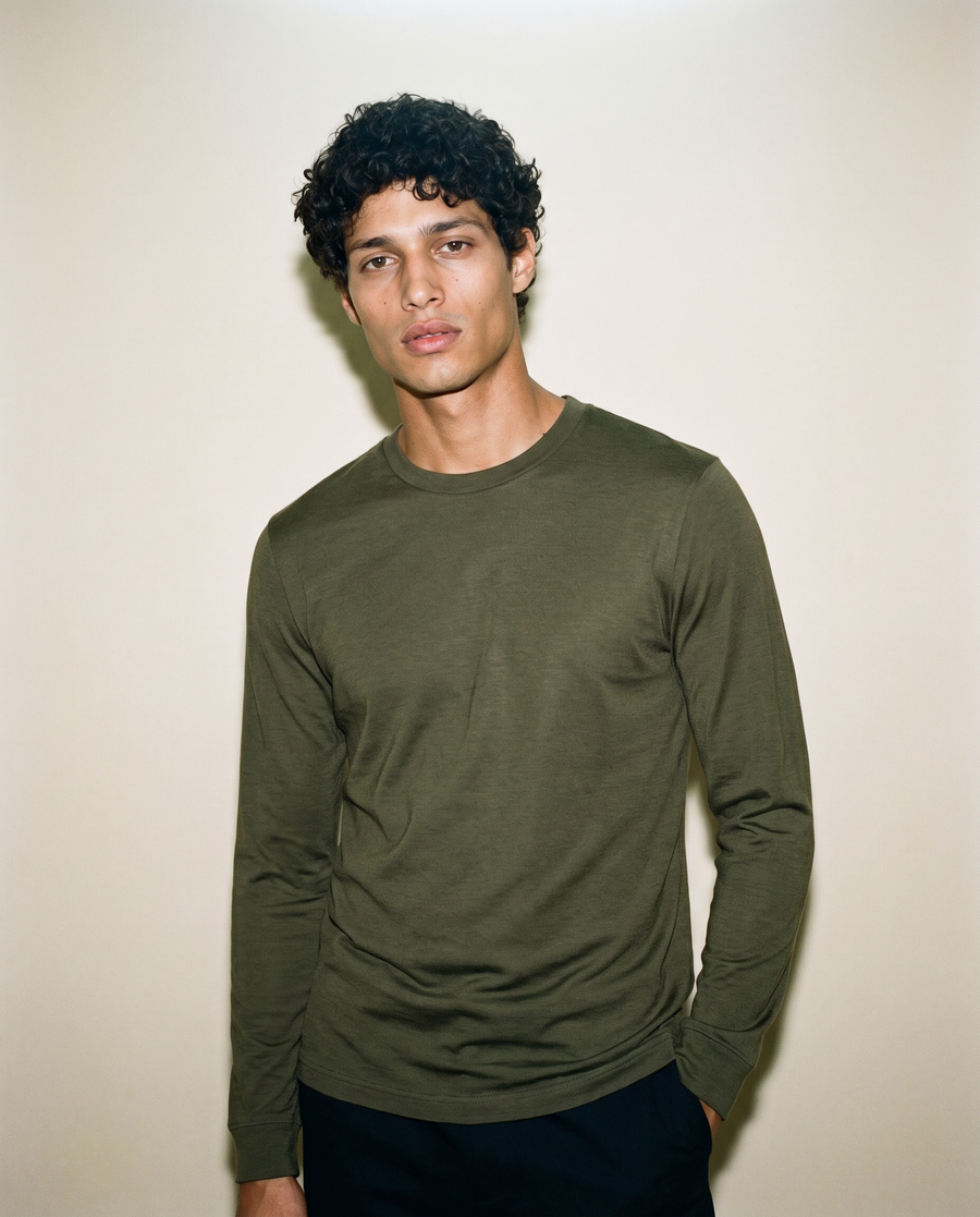 Men's Signature Merino Long Sleeve — Deep Olive