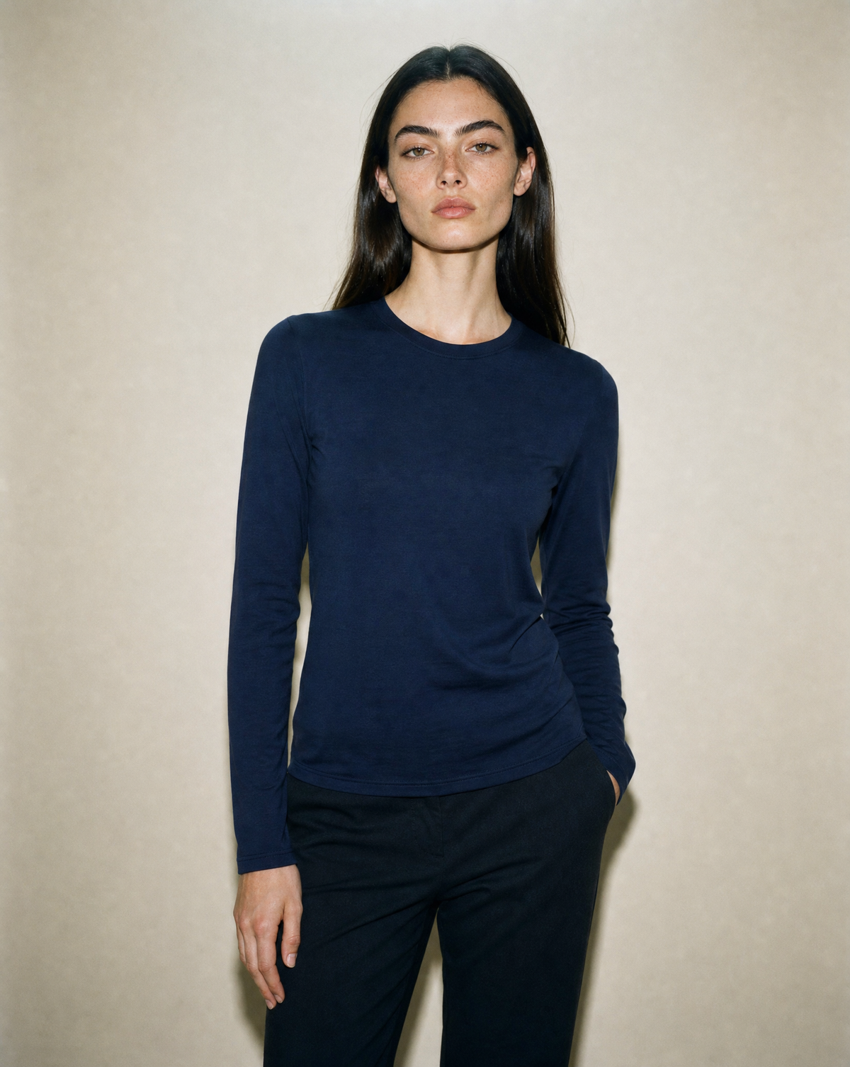 Women's Signature Merino Blend Long Sleeve — Dark Night Blue