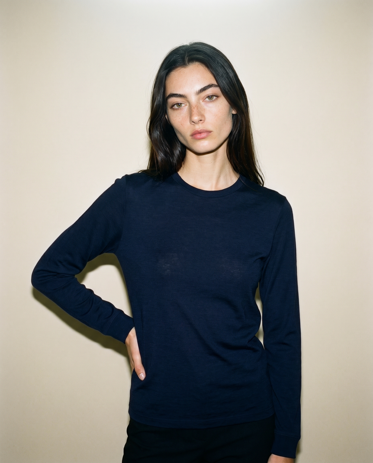 Women's Signature Merino Blend Long Sleeve — Dark Night Blue